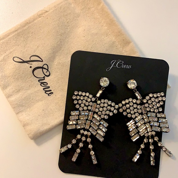 SOLD OUT J. Crew Butterfly Rhinestone Earrings - Picture 2 of 3